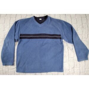 Men's Vintage Gap sz XL Blue Stripes Fleece Pullover Sweatshirt Y2K 90's Striped